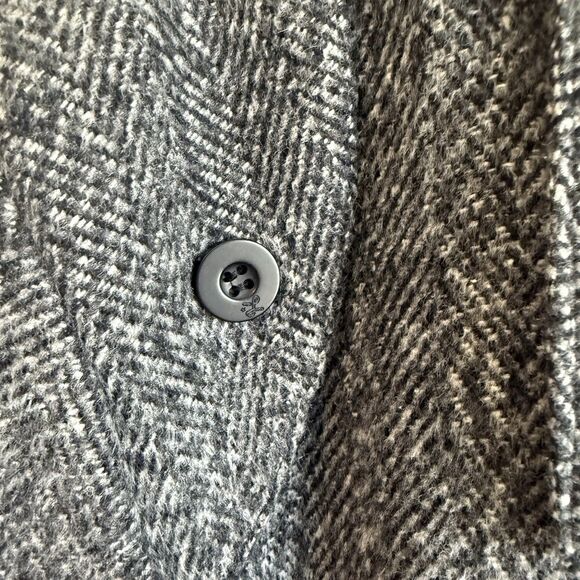 Lifted Research Group LRG Gray Herringbone Wool Blend Double Breasted Pea Coat L - Picture 6 of 16